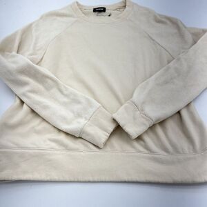 Monrow Reverse Mix Teddy Fleece Sweatshirt Side Zips Off White Size Medium